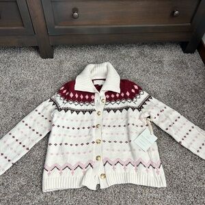 Abercrombie & Fitch Cream and Burgundy Cardigan
